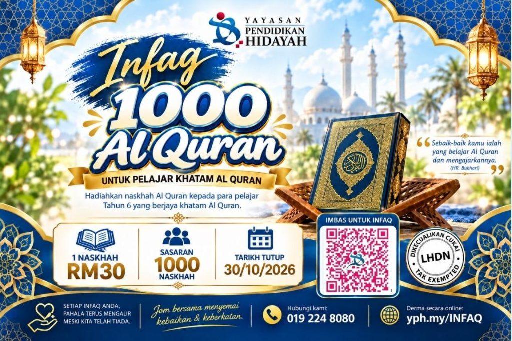 Infaq Al Quran untuk pelajar tahun 6 yang dah khatam Quran